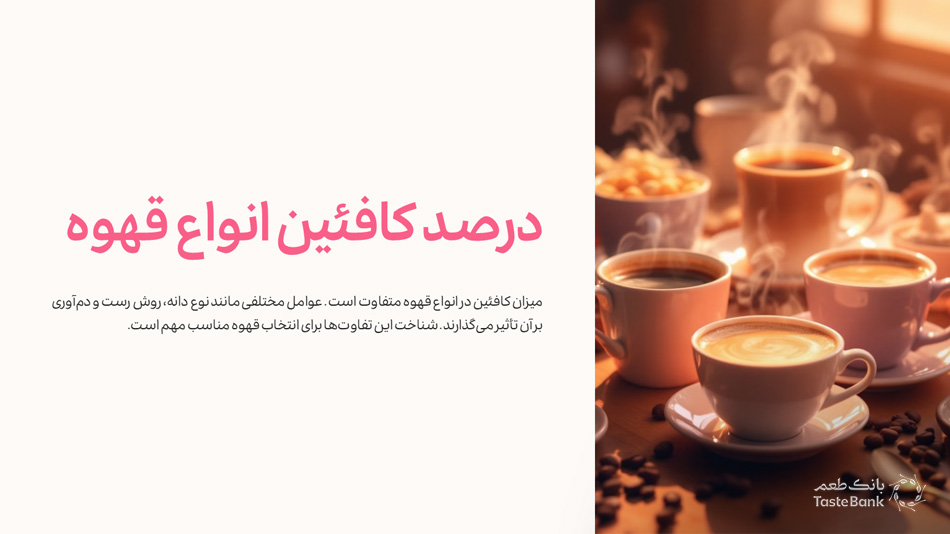 درصد کافئین انواع قهوه | بانک طعم