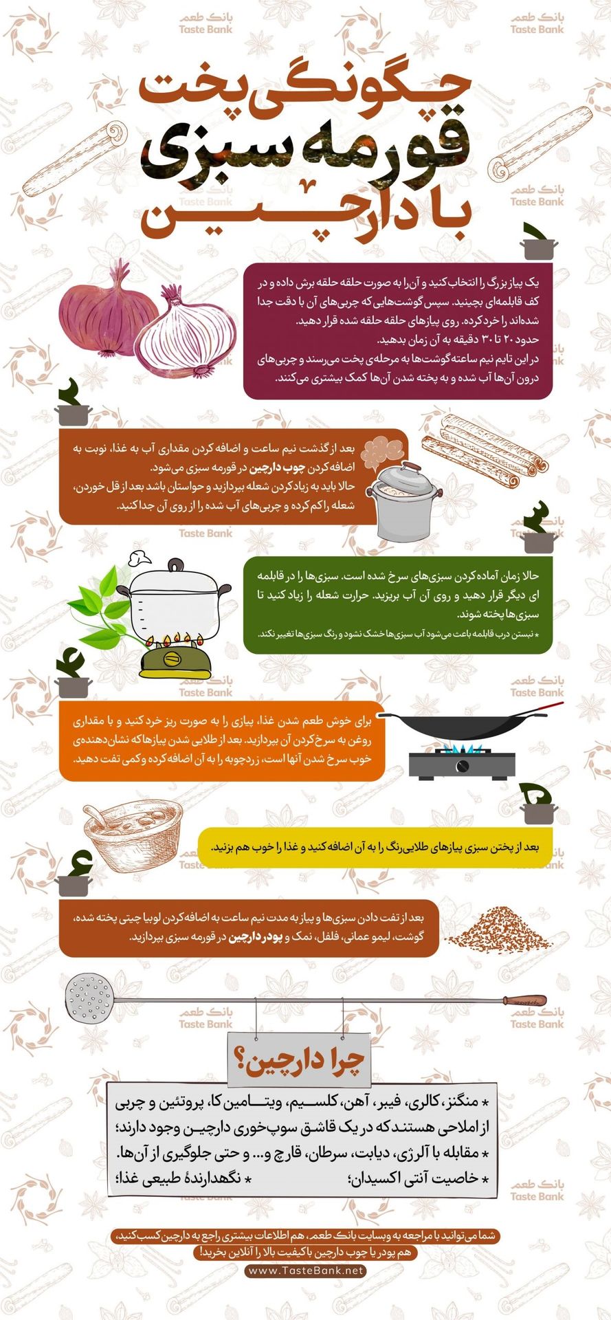 روش پخت دارچین با قورمه سبزی