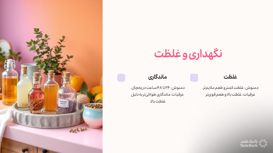 ویژگی های دمنوش در مقابل عرقیات | بانک طعم