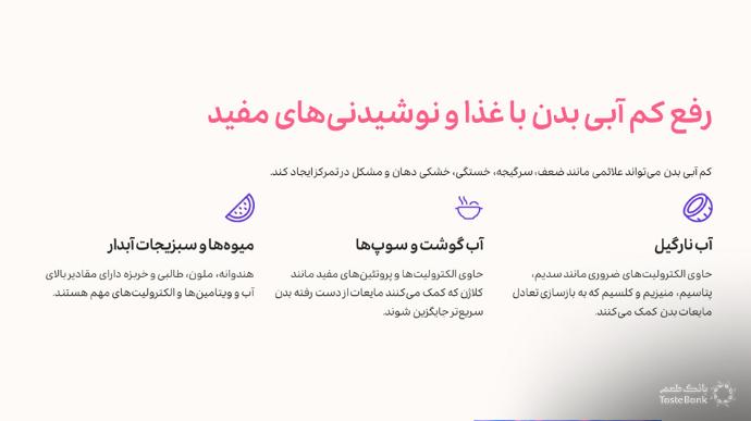 رفع کم آبی بدن با غذا | بانک طعم