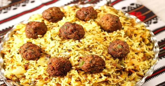 کلم پلو با گوشت قلقلی